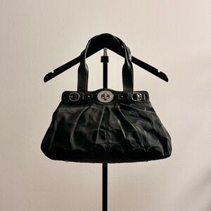 Vintage Y2K Coach Garnet Signature C Canvas Gathered Black Magic Shoulder Bag